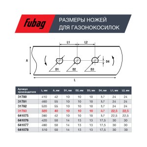 Нож для газонокосилок FUBAG 33 см в Ижевске фото