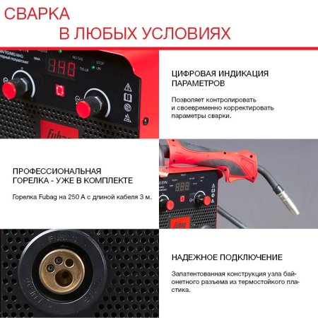 Полуавтомат сварочный FUBAG IRMIG 180 SYN с горелкой 250 А 3 м в комплекте в Ижевске фото