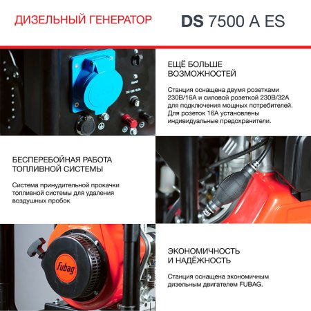 Дизельный генератор FUBAG DS 7500 A ES с электростартером и коннектором автоматики в Ижевске фото