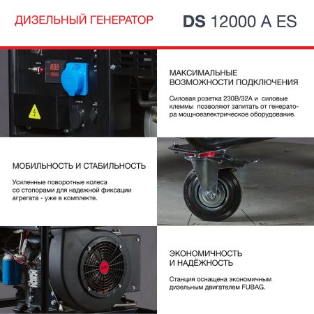FUBAG Дизельный генератор с электростартером и коннектором автоматики DS 12000 A ES в Ижевске фото